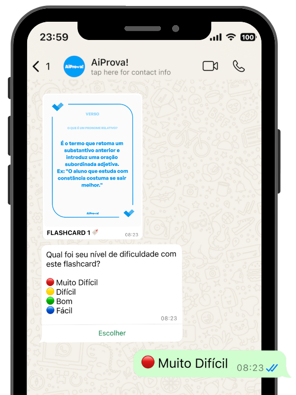 Avaliação de dificuldade do flashcard no WhatsApp